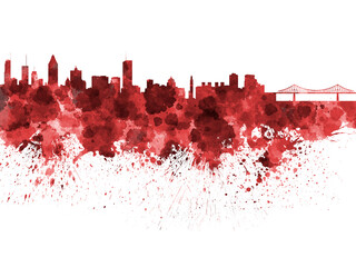 Montreal skyline in watercolor on white background