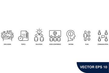 meeting icons set . meeting pack symbol vector elements for infographic web