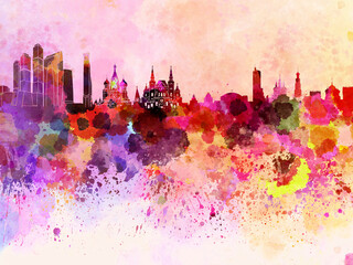 Moscow skyline in watercolor-poster moscow