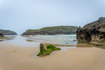 Fototapeta na wymiar Sorraos beach on the Borizu peninsula in the town of Llanes. Asturias. Spain
