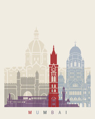 Obraz premium Mumbai skyline in watercolor-Mumbai poster