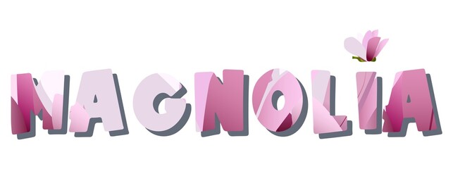 Magnolia word lettering. Label and logo design element. Isolated on white background