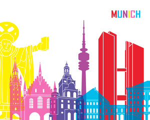 Naklejka premium Munich skyline pop