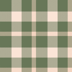 Plaid seamless pattern in green. Check fabric texture. Vector textile print.