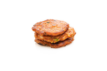 Korean Kimchi pancake or Kimchijeon isolated on white background