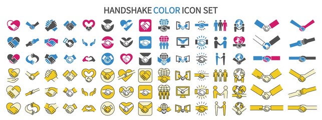 Handshake and business related icon set - obrazy, fototapety, plakaty