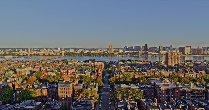 Boston Massachusetts Aerial v262 flyover back bay waterfront neighborhood along gloucester street leading to mit campus area in cambridge across river - Shot with Inspire 2, X7 camera - October 2021
