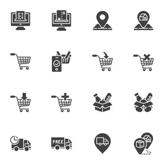 Online shopping vector icons set