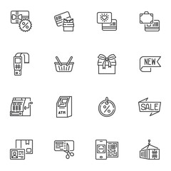 Ecommerce marketing line icons set