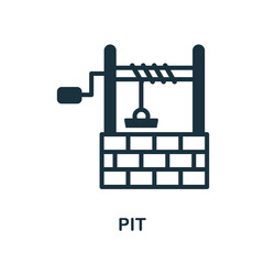 Pit icon. Monochrome simple Pit icon for templates, web design and infographics