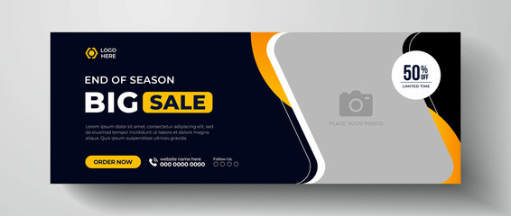 Big sale facebook cover page design, web banner for product big sale,  flash sale banner template - obrazy, fototapety, plakaty