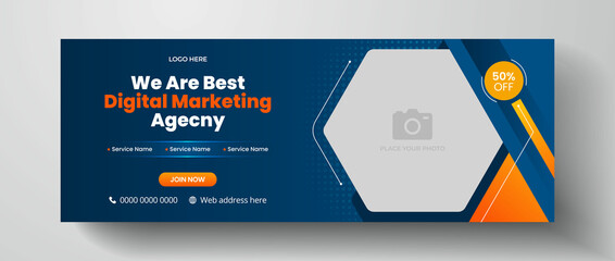 Digital marketing facebook cover page design, corporate business marketing web banner template