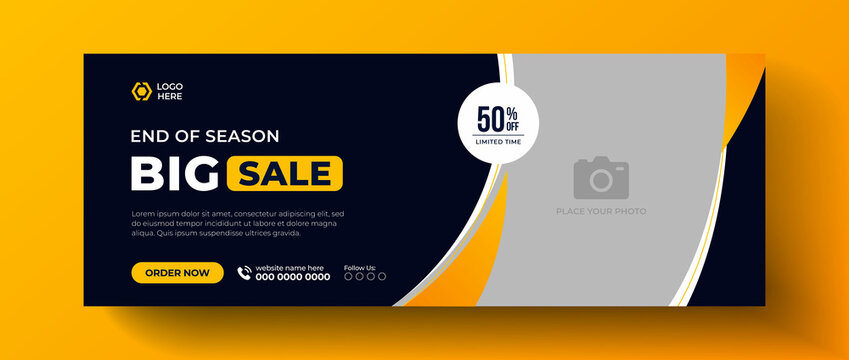Product big sale facebook cover page design, web banner or product sale, flash sale banner template