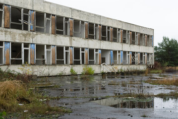 Abandoned school building for children of Soviet soldiers, Milovice, Czech Republic