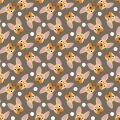 Sweet cute seamless repeat bulldog dog puppy pet animal vector pattern on pastel background. Cute bulldog faces.