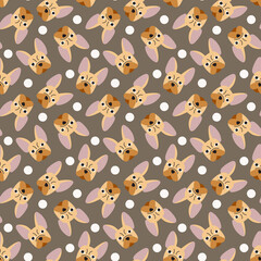 Sweet cute seamless repeat bulldog dog puppy pet animal vector pattern on pastel background. Cute bulldog faces.