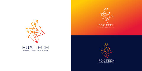 Obraz na płótnie Canvas Fox technology logo design inspiration