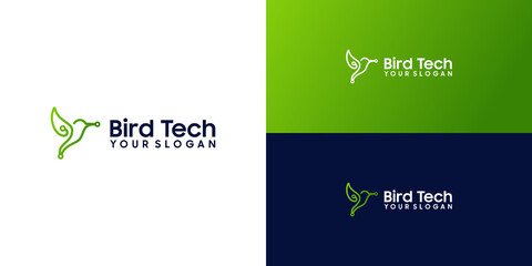 Fototapeta premium hummingbird logo design inspiration, technology, data and connections
