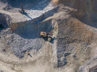 Rybalsky granite quarry. The city of Dnipro, Ukraine. Photo from the air. Open working quarry.