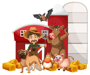Farming theme with farmer and animals