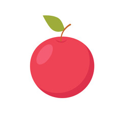 red apple isolated on white flat vector illustration