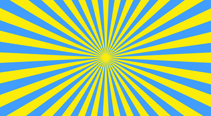 Sun rays background. Background in the colors of the ukrainian flag. Vector illustration. Abstract blue and yellow background