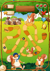 Game design with squirrels in garden