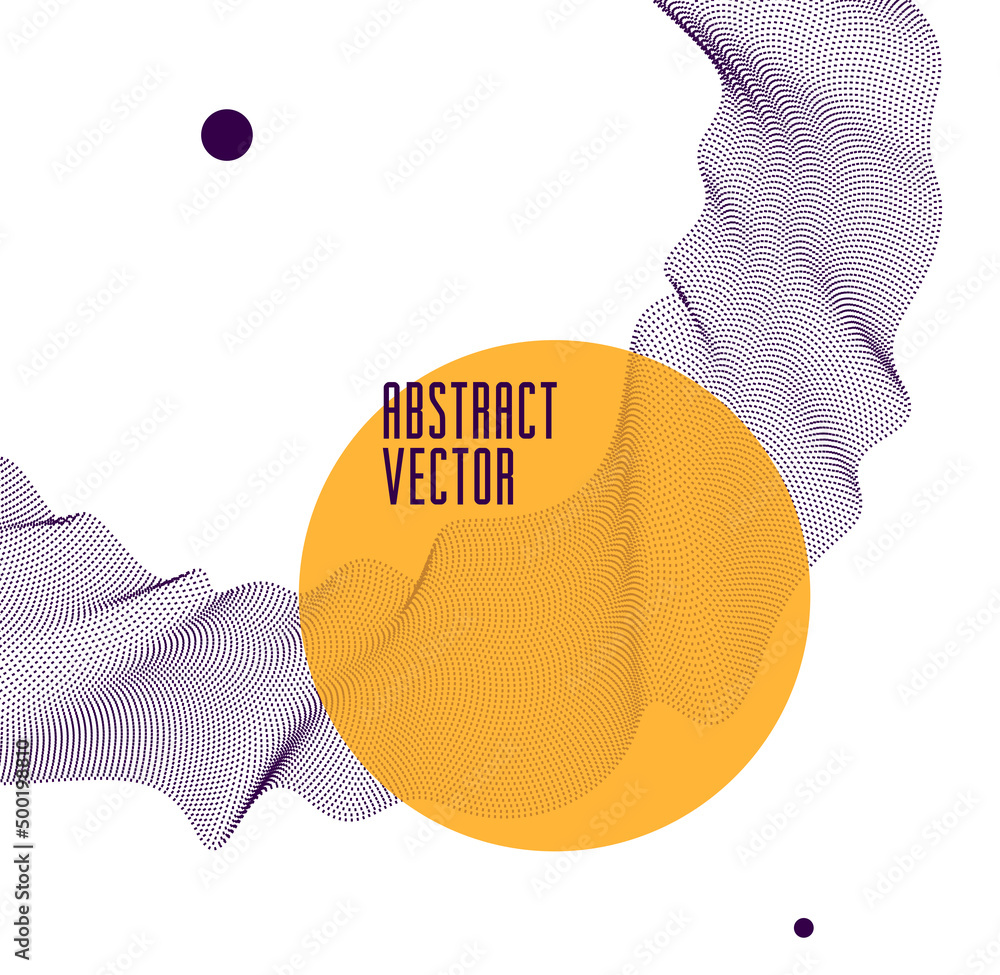 Poster dots mesh grid particles flow abstract vector background, modern trendy style dotted rhythmic abstra
