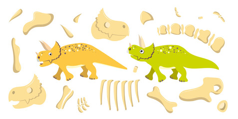 herbivorous dinosaur moves in different poses - obrazy, fototapety, plakaty