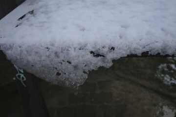Snow in a winter day