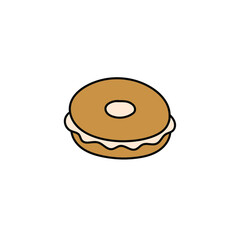 Donut simple vector illustration, doodle donut drawing