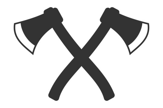 Two Ax Icons. Hatchet Symbol. Sign  Tool Lumberjack Vector.