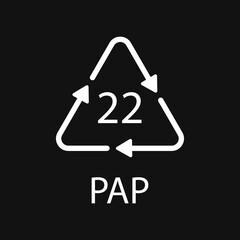 Paper recycling symbol PAP 22. Vector illustration.