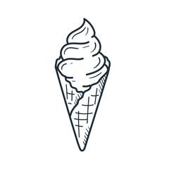 Ice cream hand drawn in doodle style. Sketch vector illustration.