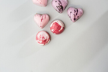 Luxury handmade chocolate heart form candy isolated on bright background. Exclusive handcrafted...
