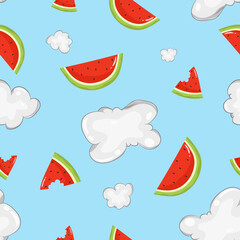 cute summer fruits cartoon seamless pattern