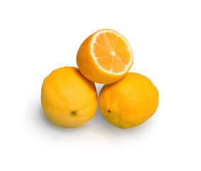 Two and a half lemons on white background