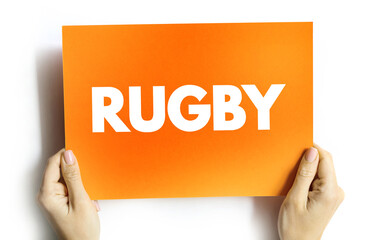 Rugby text quote on card, sport concept background