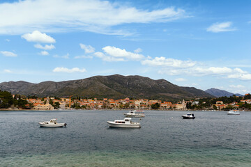 Fototapeta na wymiar .Boats in harbor of Cavtat near Dubrovnik. Croatia