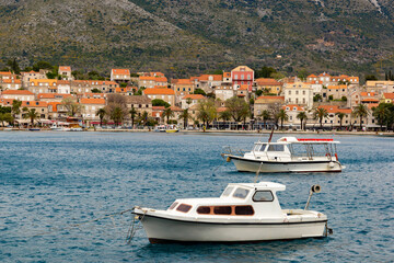 Boats in harbor of Cavtat. Croatia