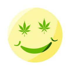 Marijuana smiley face cannabis smile. Smiling face made of weed leaves vector illustration