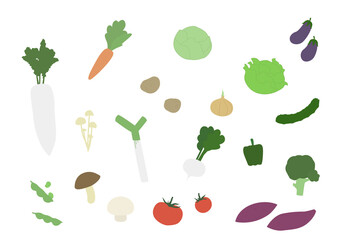 シンプルな野菜イラストセット（JPEG）
