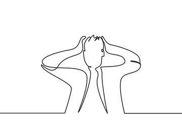 sad stressed shocked person thinks and goes into unhappy mode