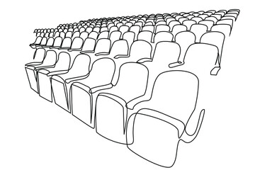 collective seating seats side-by-side and back-to-back. Seat arrangement and empty seats for events such as cinema, opera, theater, conference