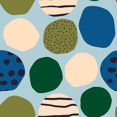 Seamless pattern with circles and ink texture. Bright and Bold background. Modern geometrical texture