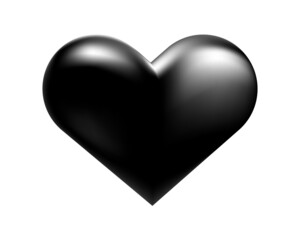 Black 3d heart isolated on a white background. Vector illustration.Decorative design element for a postcard, banner, website.