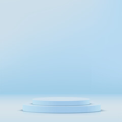 Fototapeta na wymiar Abstract background with blue podium for presentation. Vector