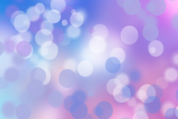 Abstract blurred vivid spring summer light delicate pastel pink blue bokeh background texture with bright soft color circles and glowing stars. Card concept. Beautiful backdrop illustration.