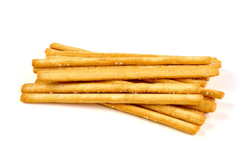 Cheese stick, Breadsticks with sesame, isolated on white background.