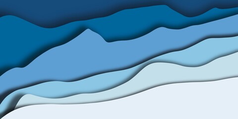 Abstract mountain scape paper cut effect template for background.